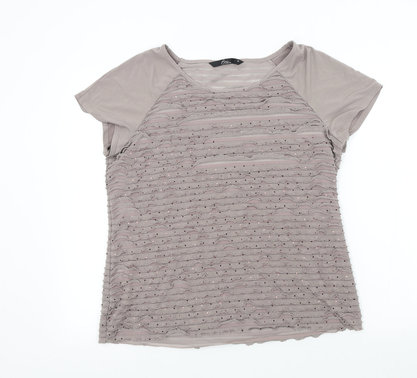 BM Womens Brown Colourblock  Basic T-Shirt Size 16