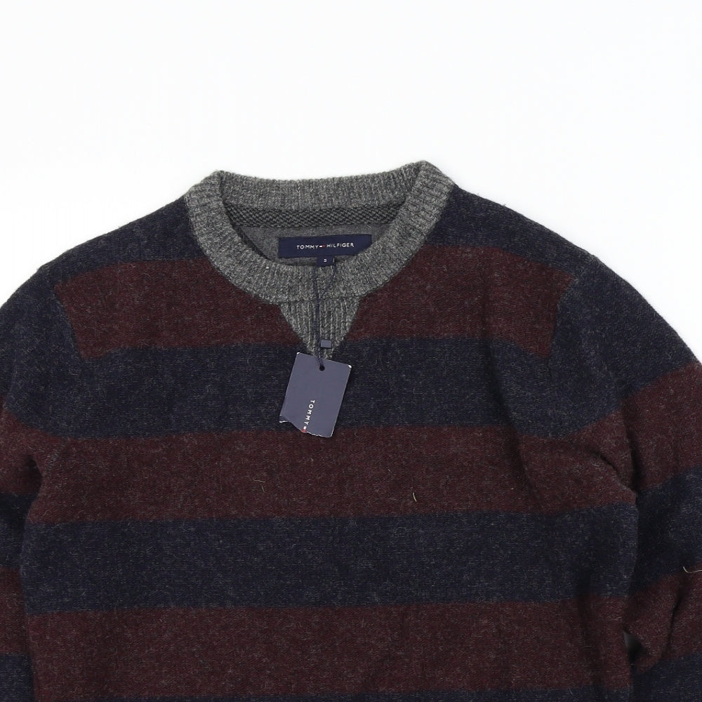 Tommy Hilfiger Mens Blue Striped  Pullover Jumper Size S