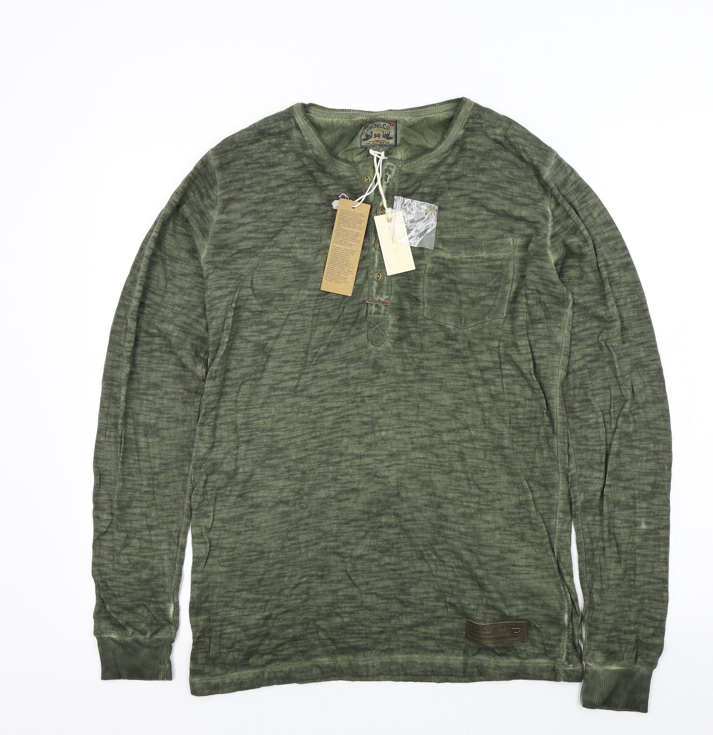 Diesel Mens Green Colourblock   Button-Up Size S