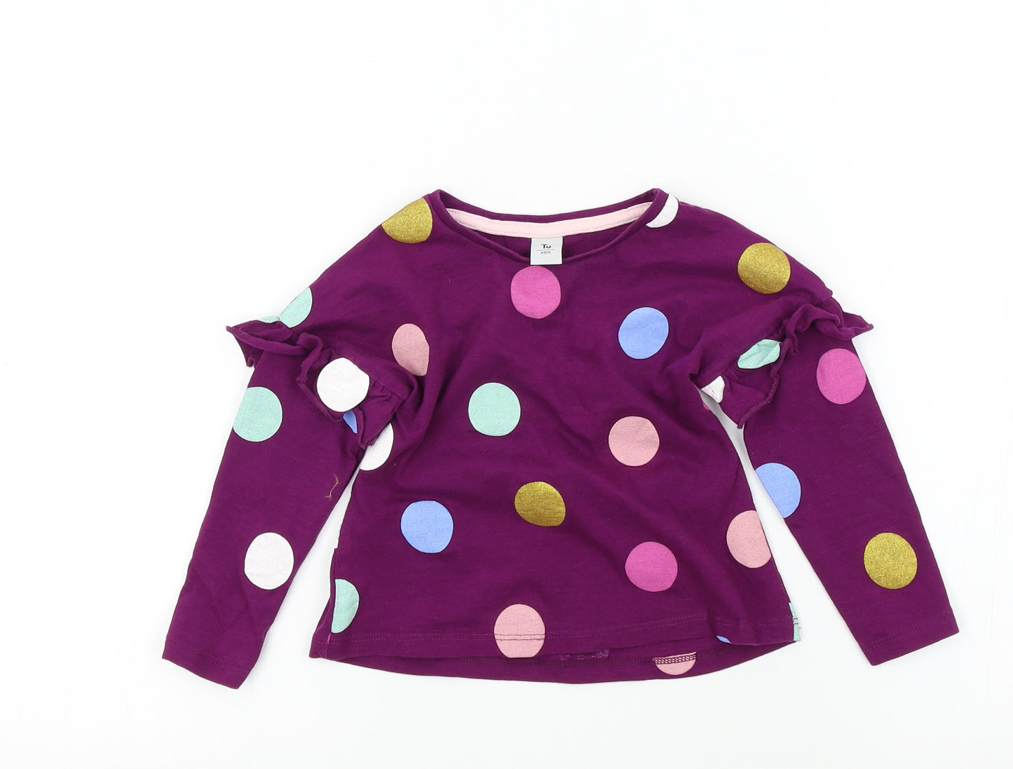 TU Girls Purple Spotted  Basic T-Shirt Size 12-18 Months