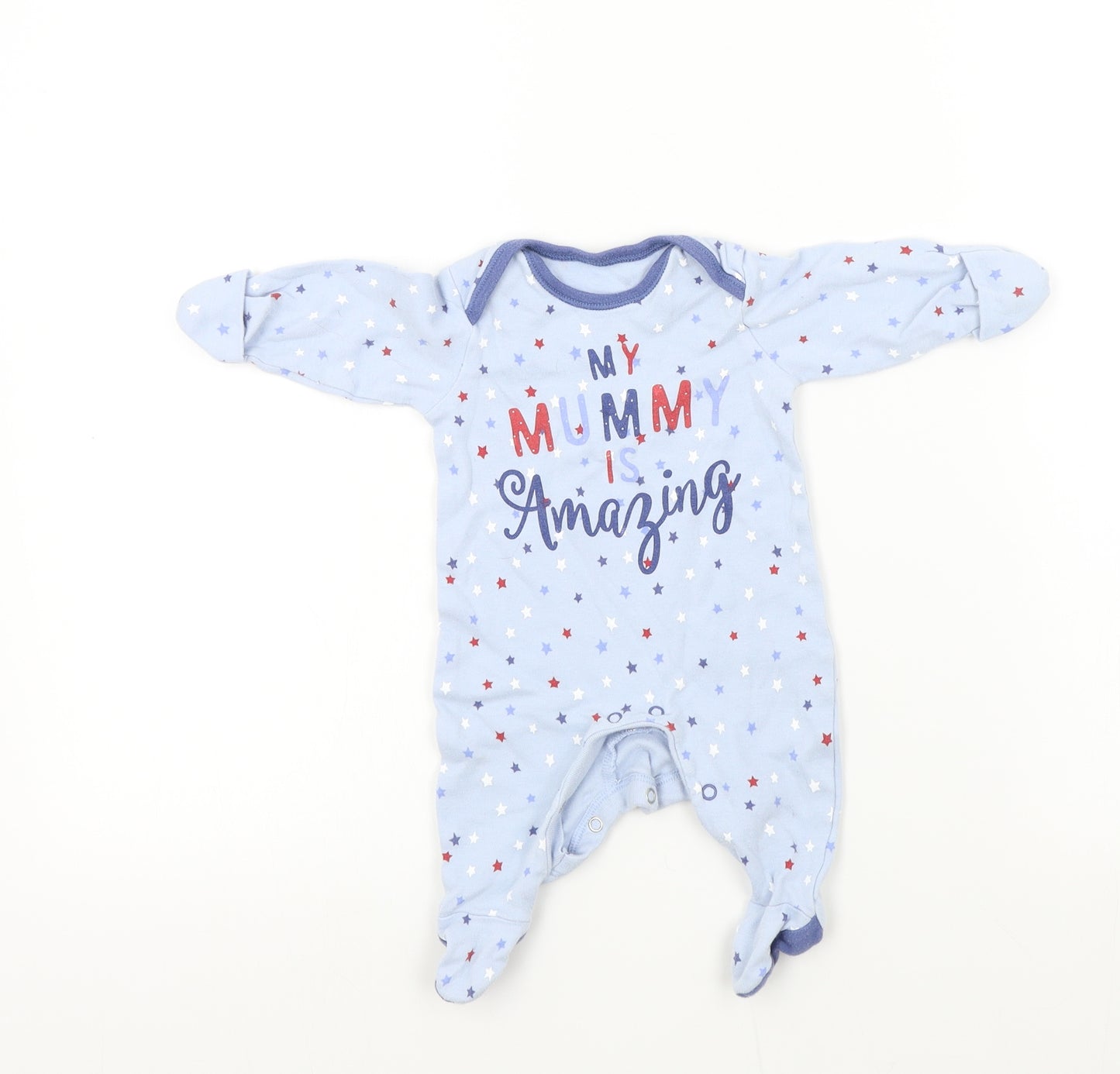 Nutmeg Boys Blue Geometric  Babygrow One-Piece Size 0-3 Months