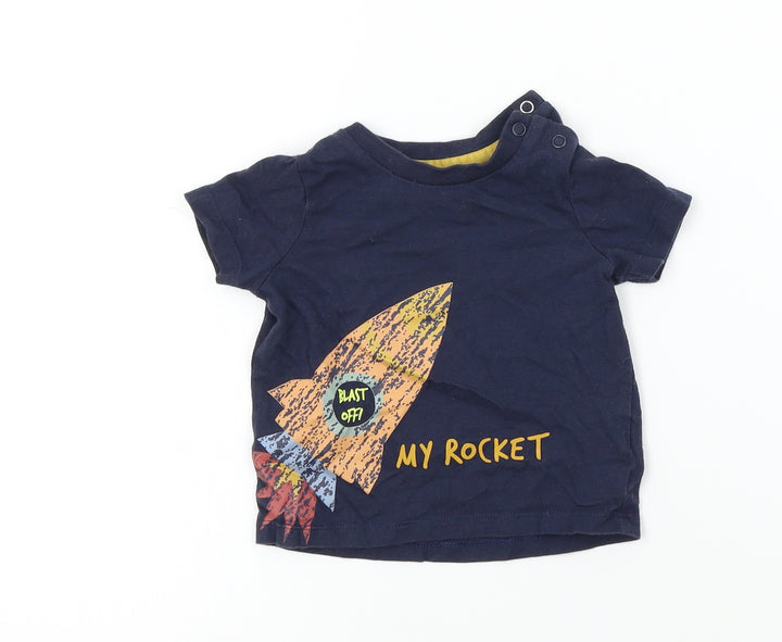 F&F Boys Blue Chevron Basic T-Shirt Size 3-6 Months
