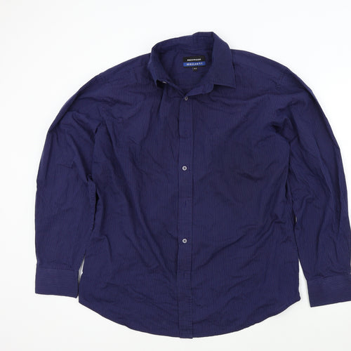greenwoods Mens Blue Striped   Button-Up Size 16.5