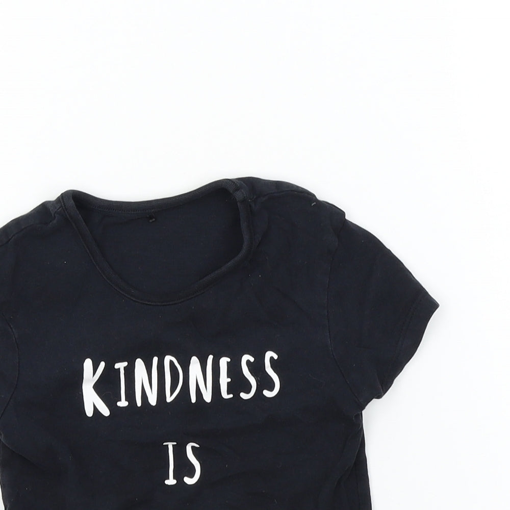 George Girls Black Colourblock  Basic T-Shirt Size 2-3 Years