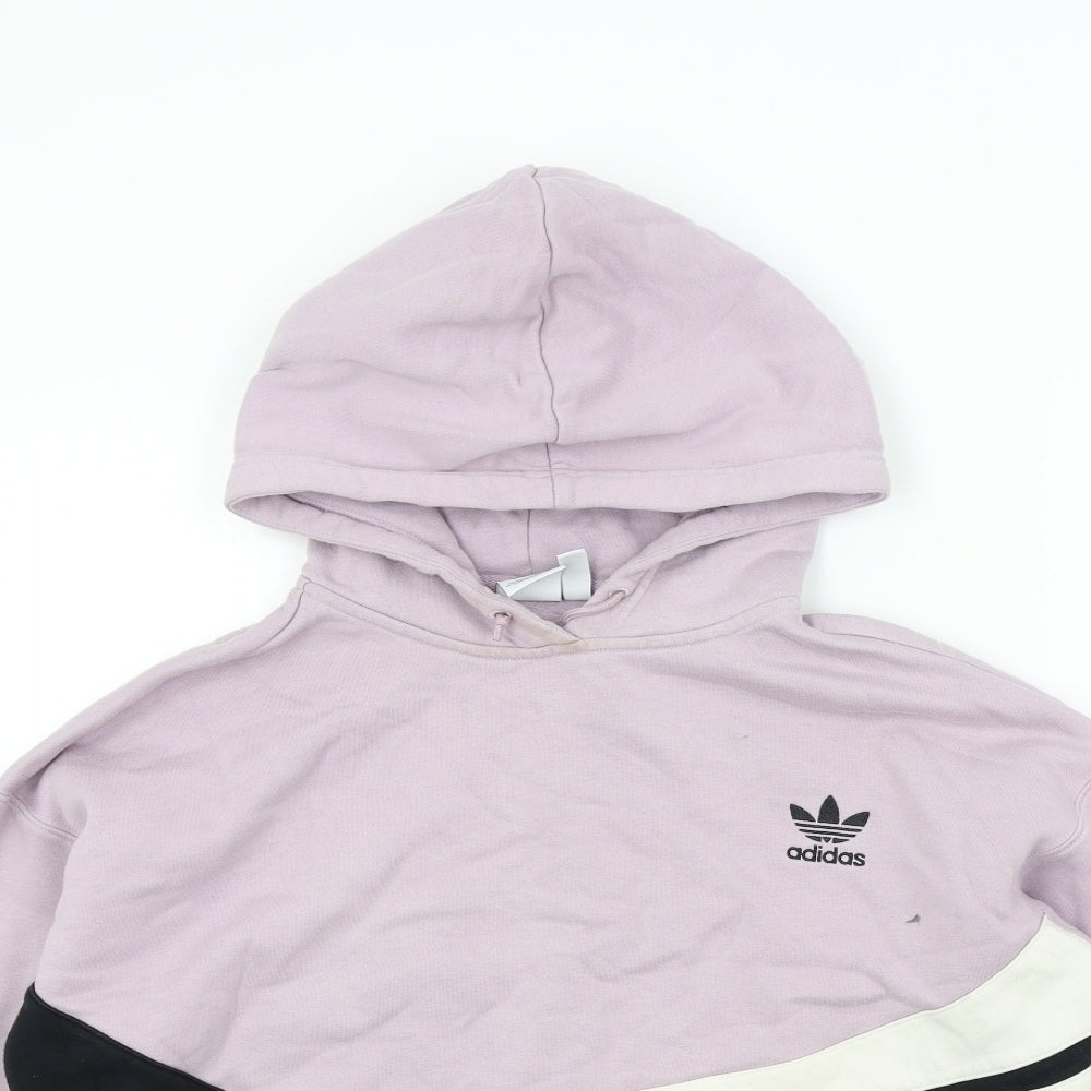 adidas Womens Pink Colourblock  Pullover Hoodie Size 12