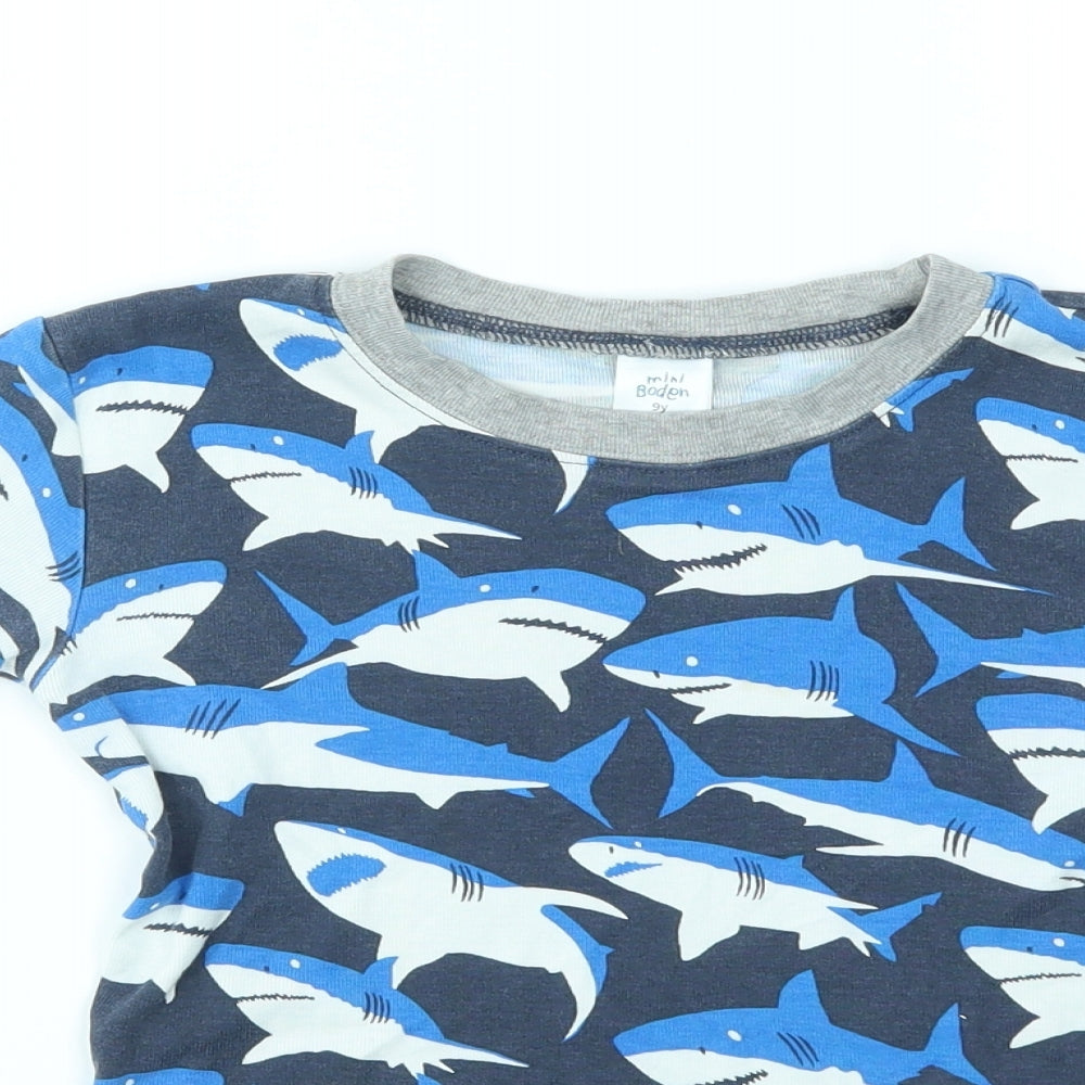 Mini Boden Boys Blue Animal Print  Basic T-Shirt Size 9 Years