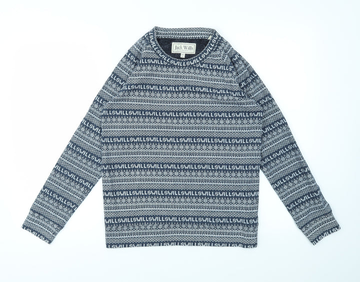 Jack Wills Womens Blue Geometric  Pullover Jumper Size 8