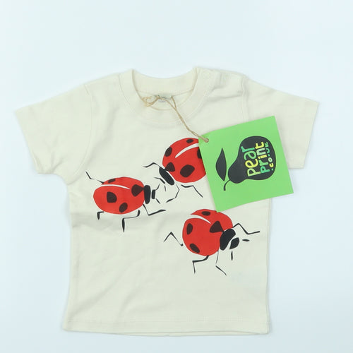 PEAR PRINT  Girls Ivory   Basic T-Shirt Size 6-9 Months