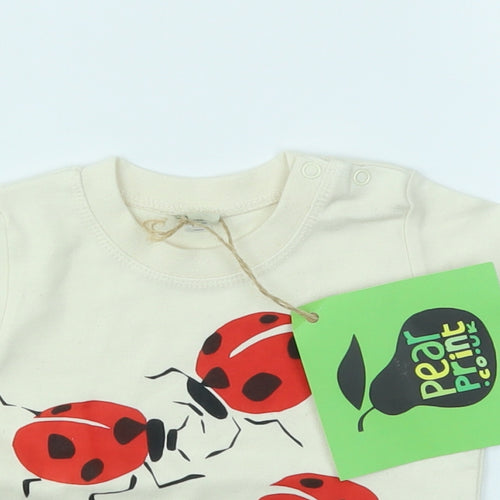 PEAR PRINT  Girls Ivory   Basic T-Shirt Size 6-9 Months