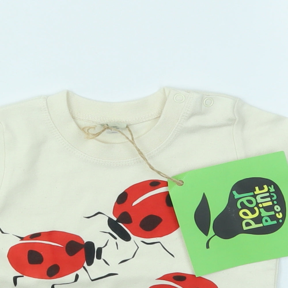 PEAR PRINT  Girls Ivory   Basic T-Shirt Size 6-9 Months