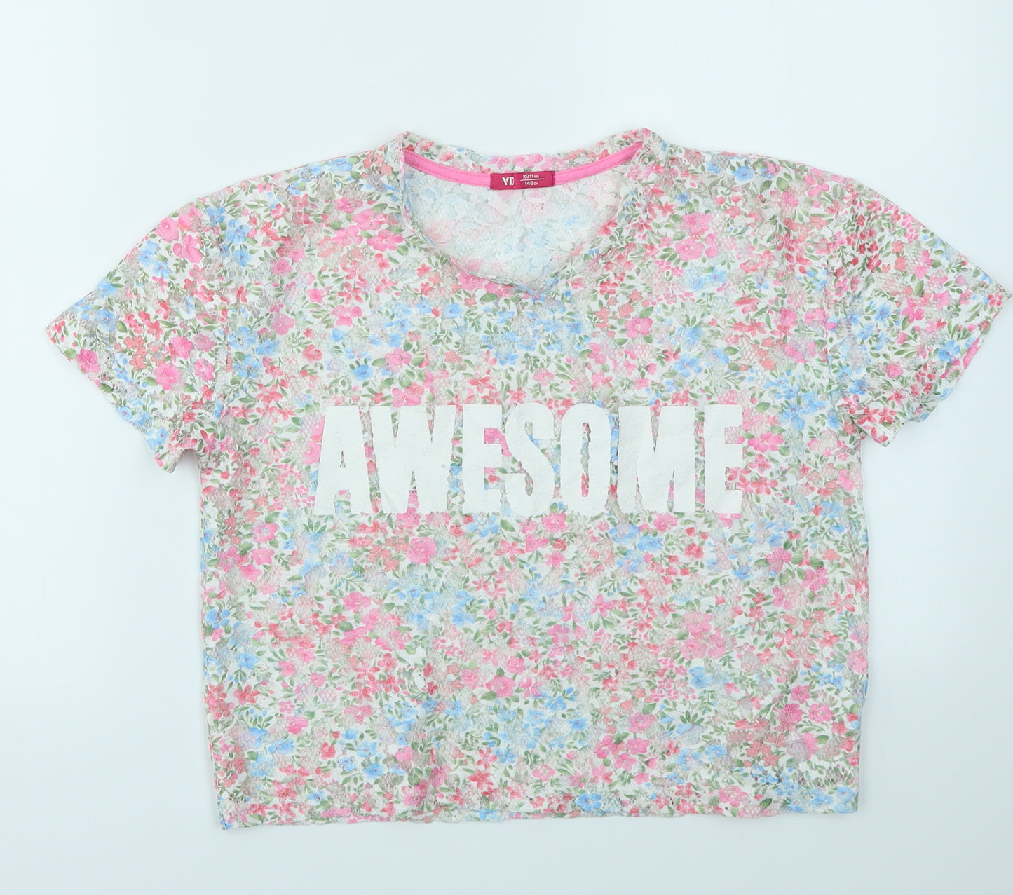 YD Girls Multicoloured Floral  Basic T-Shirt Size 10-11 Years
