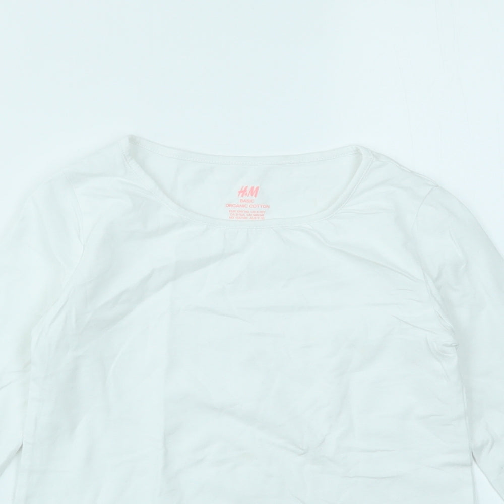 H&M Girls White   Basic T-Shirt Size 8-9 Years
