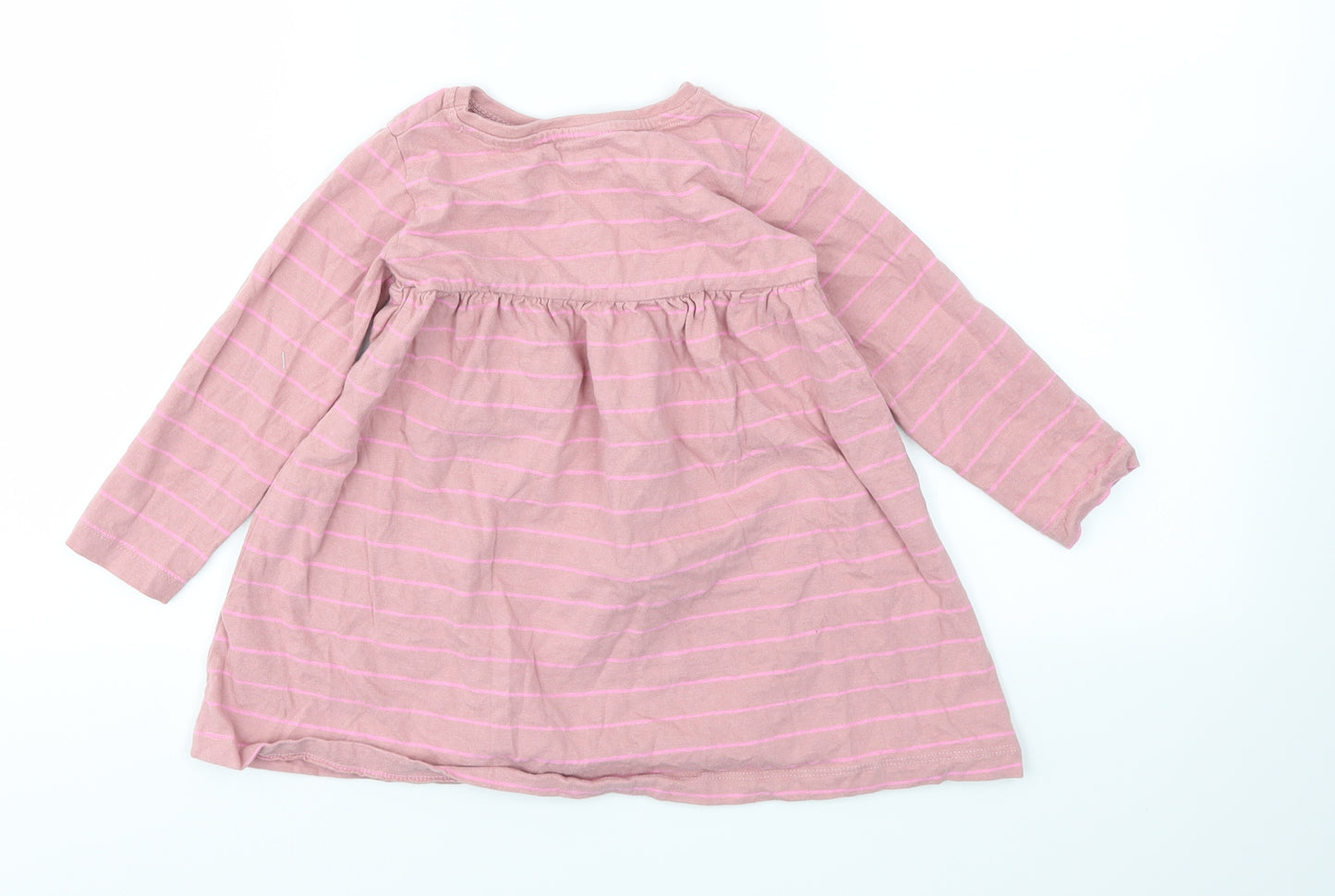 M&Co Girls Pink Striped  Fit & Flare  Size 2-3 Years