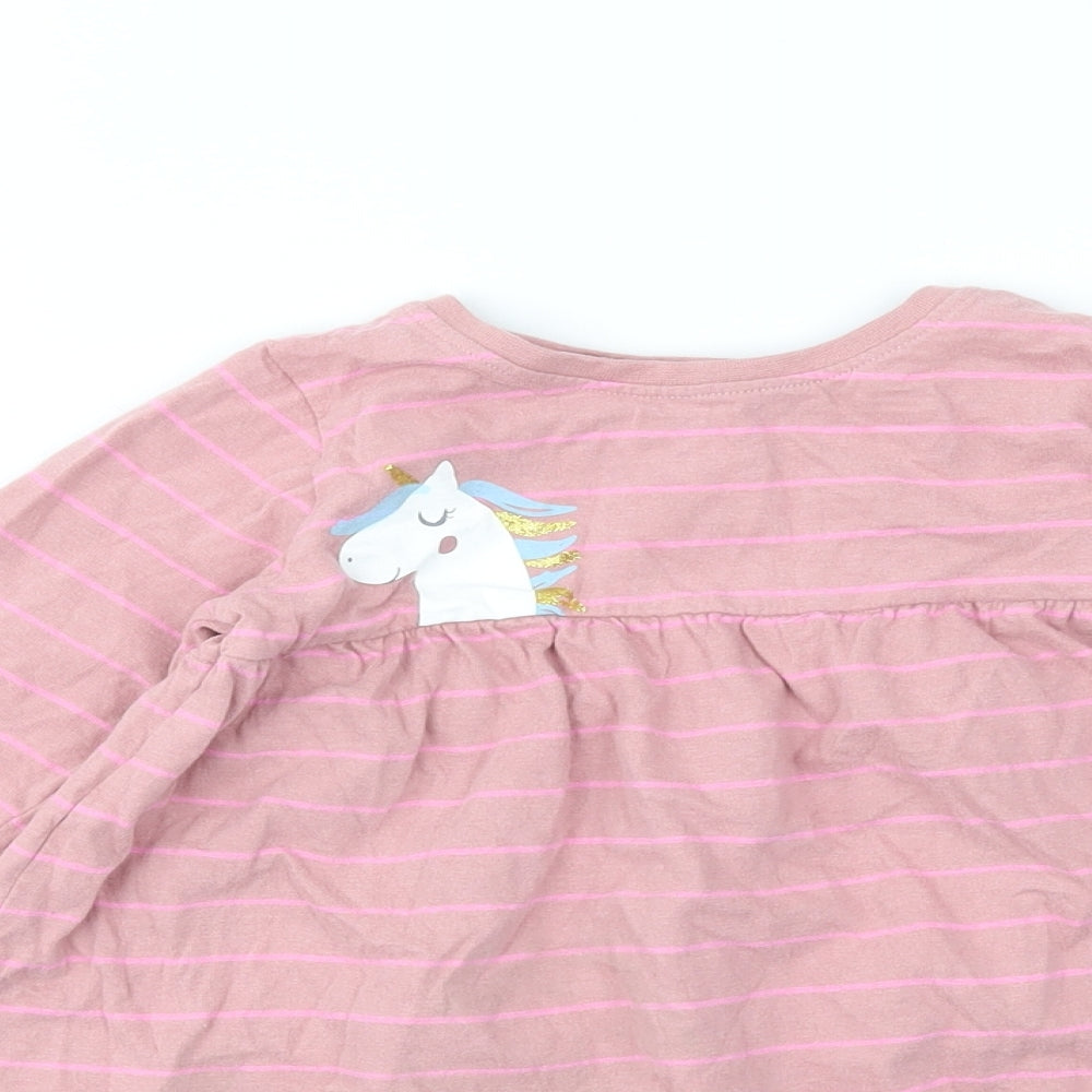 M&Co Girls Pink Striped  Fit & Flare  Size 2-3 Years