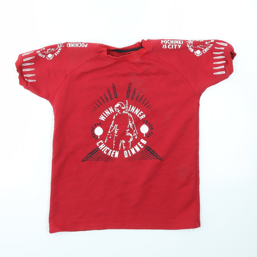 Preworn Boys Red   Basic T-Shirt Size 12 Years