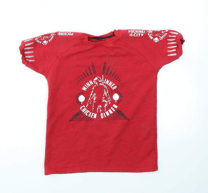 Preworn Boys Red Basic T-Shirt Size 12 Years