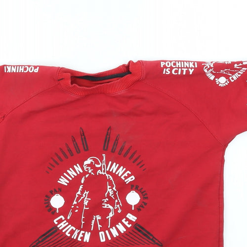 Preworn Boys Red   Basic T-Shirt Size 12 Years