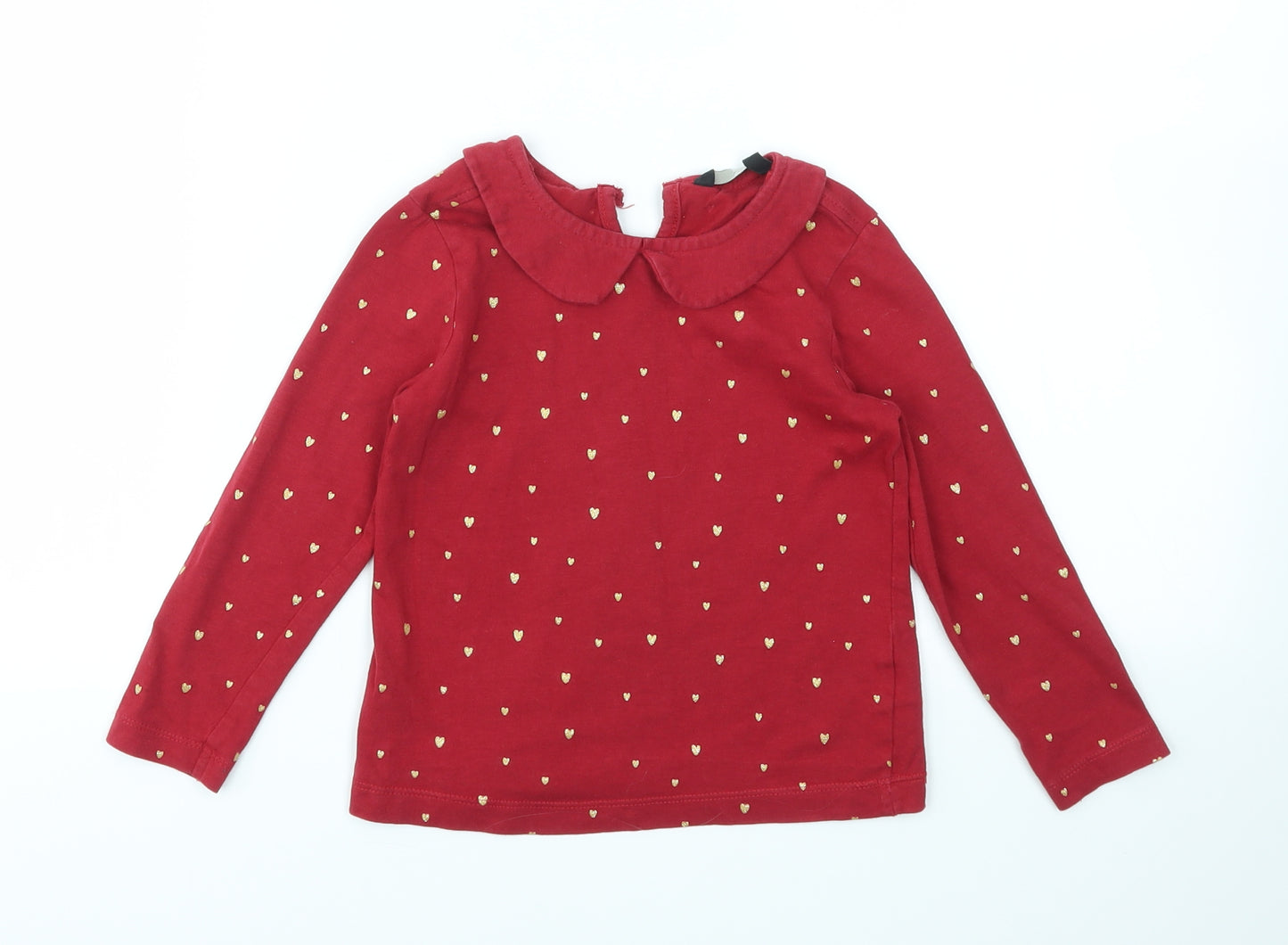 George Girls Red Geometric  Basic T-Shirt Size 3-4 Years