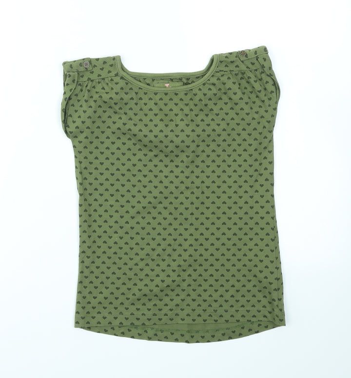TU Girls Green Geometric Basic T-Shirt Size 6 Years