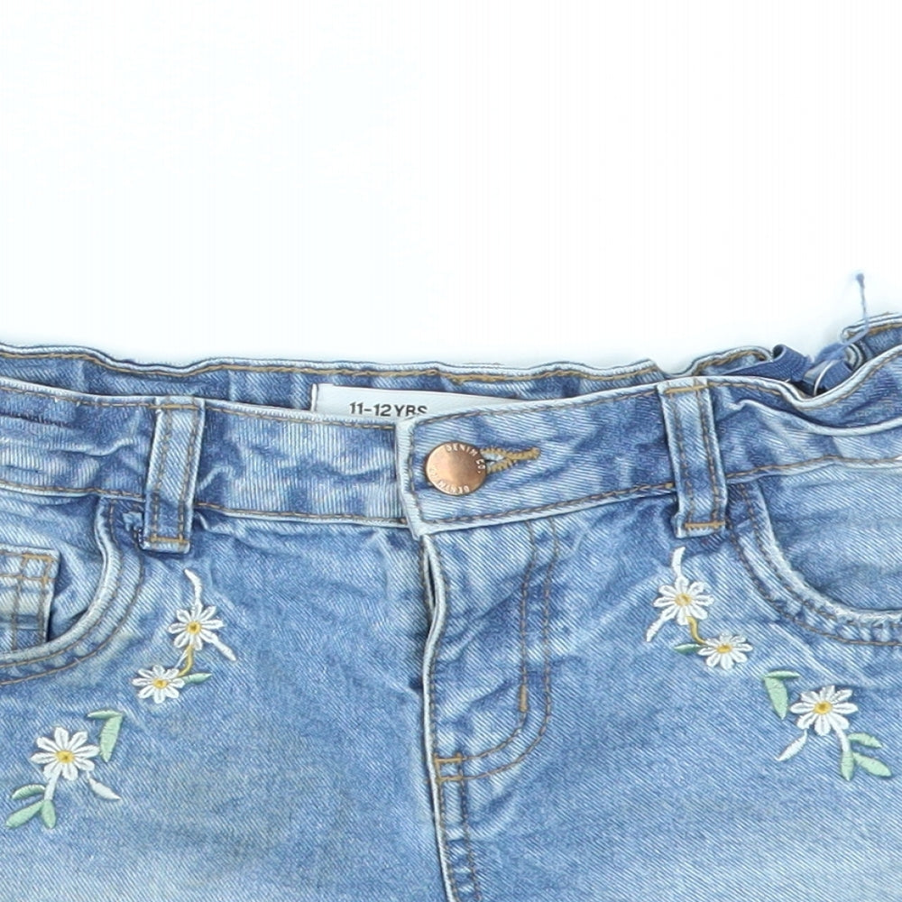 DENIM &CO Girls Blue   Cut-Off Shorts Size 11-12 Years