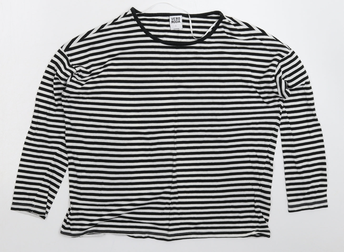 VERO MODA Womens Multicoloured Striped  Basic T-Shirt Size L