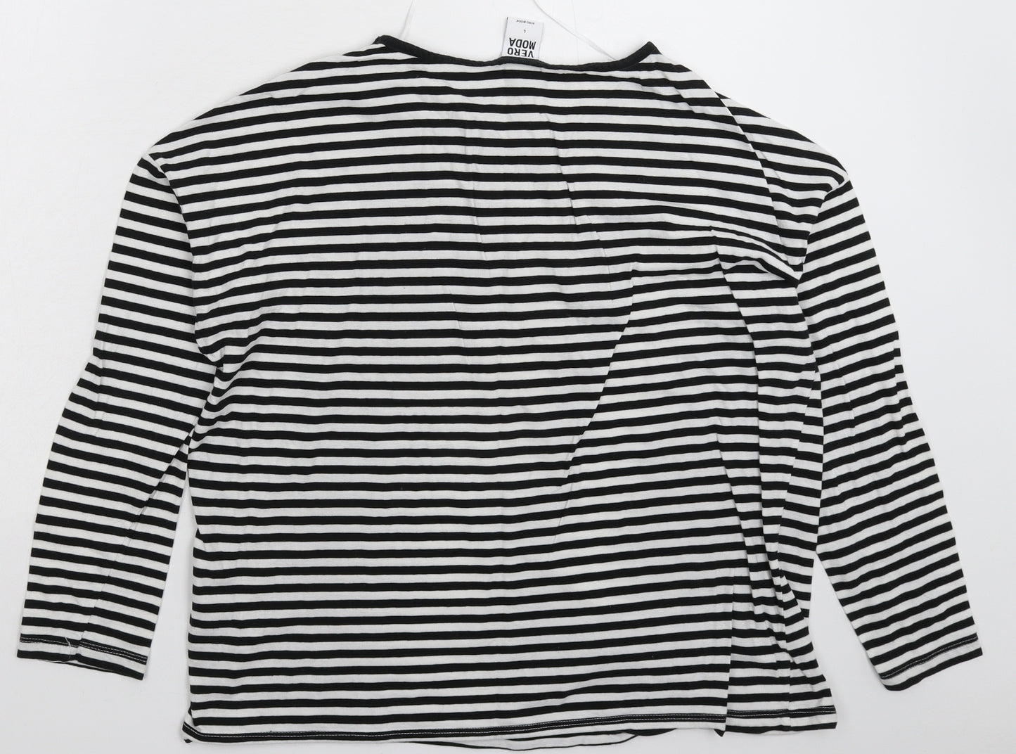 VERO MODA Womens Multicoloured Striped  Basic T-Shirt Size L