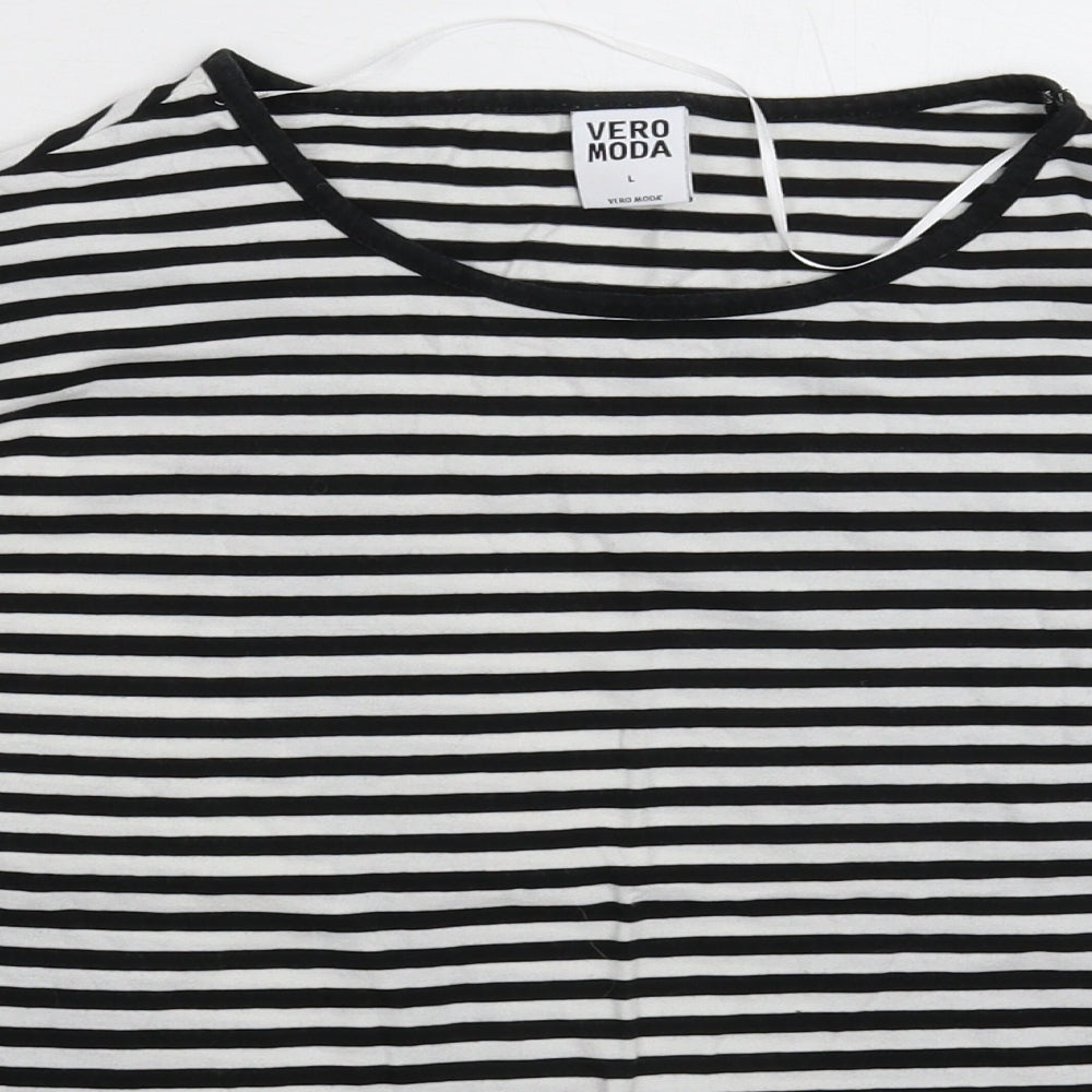 VERO MODA Womens Multicoloured Striped  Basic T-Shirt Size L