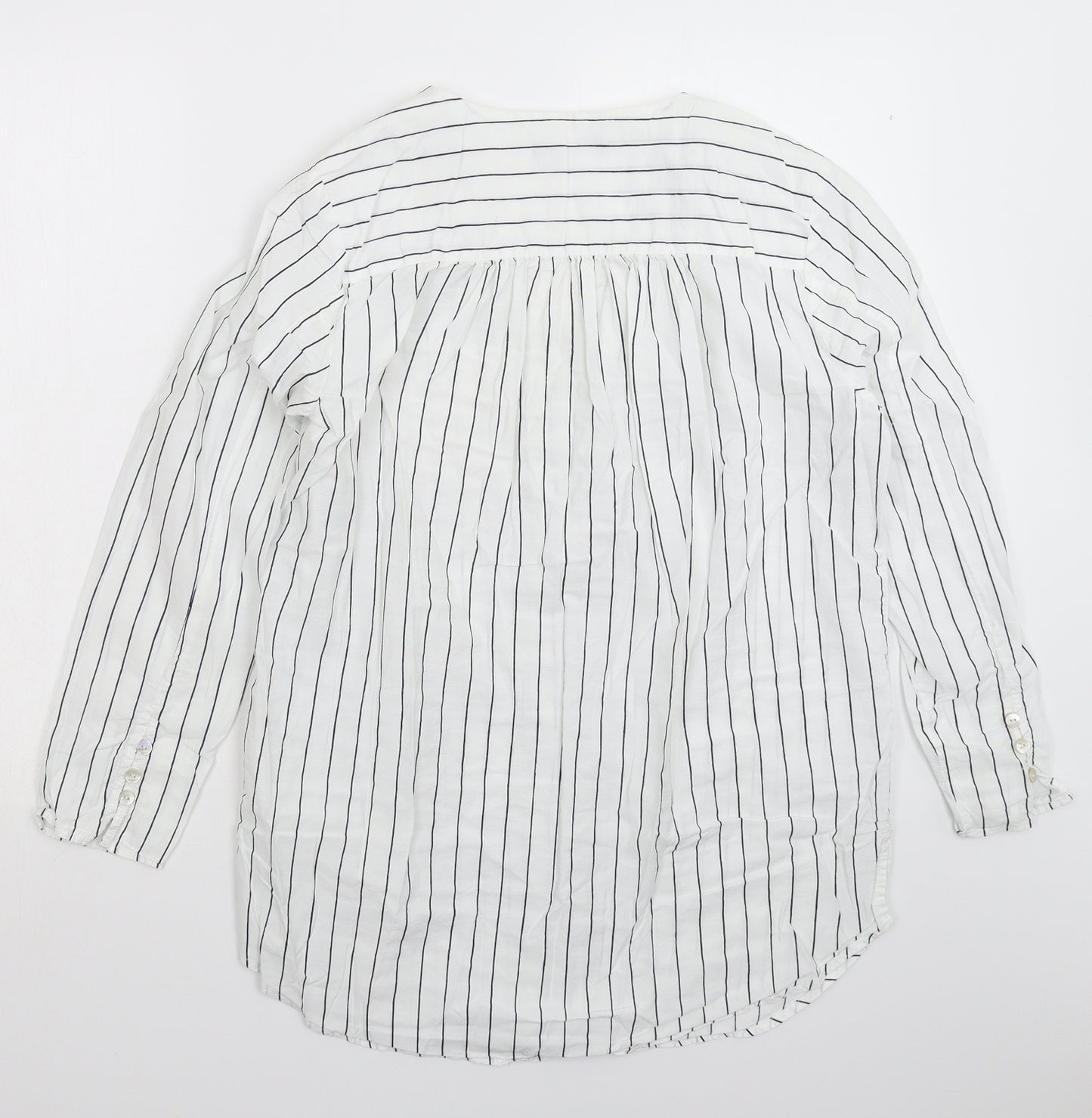 Marks and Spencer Womens White Striped  Basic Button-Up Size 12