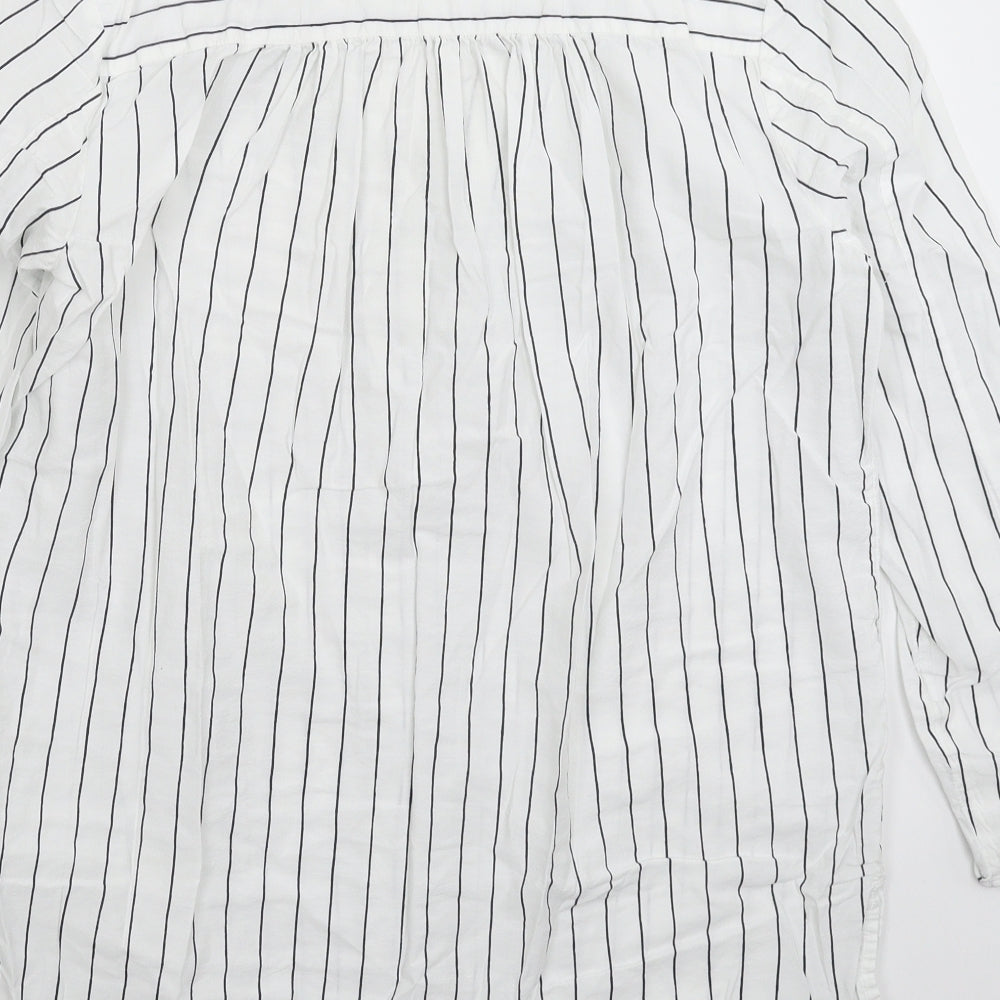 Marks and Spencer Womens White Striped  Basic Button-Up Size 12