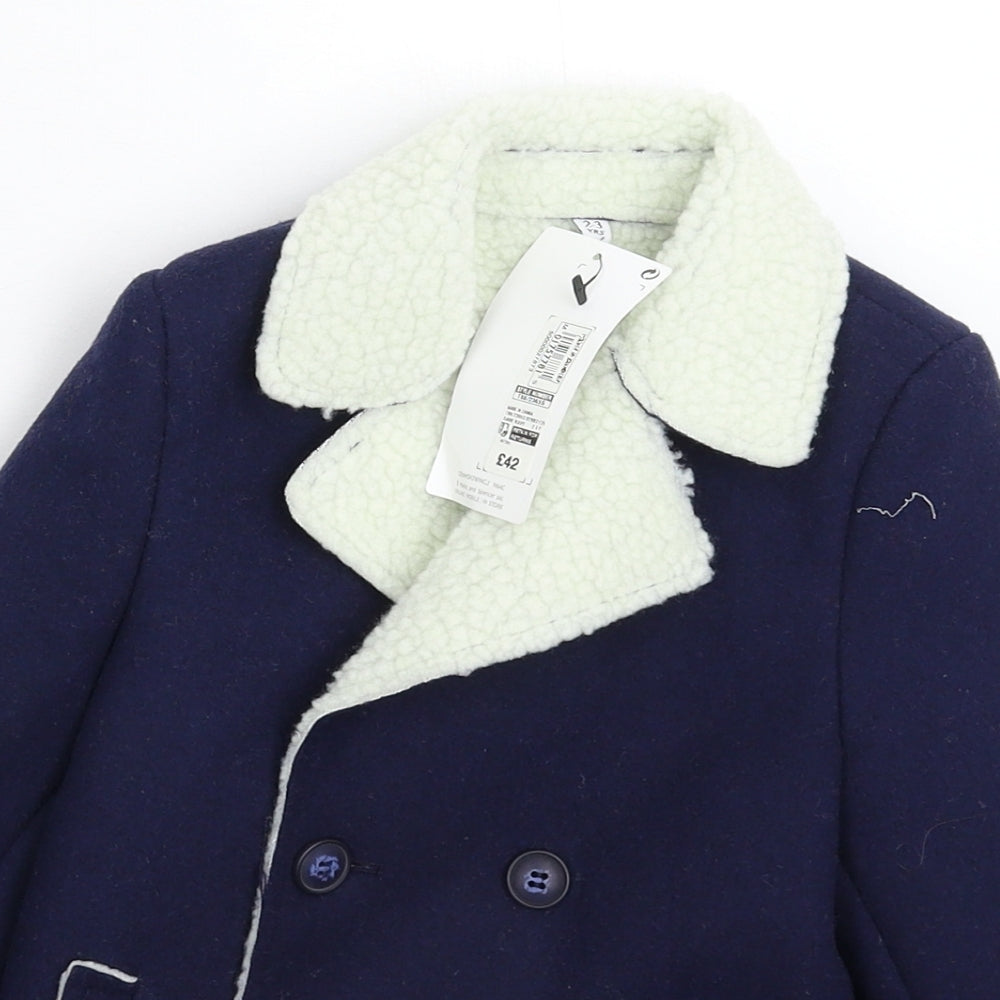 Marks and Spencer Boys Blue   Overcoat Coat Size 2-3 Years