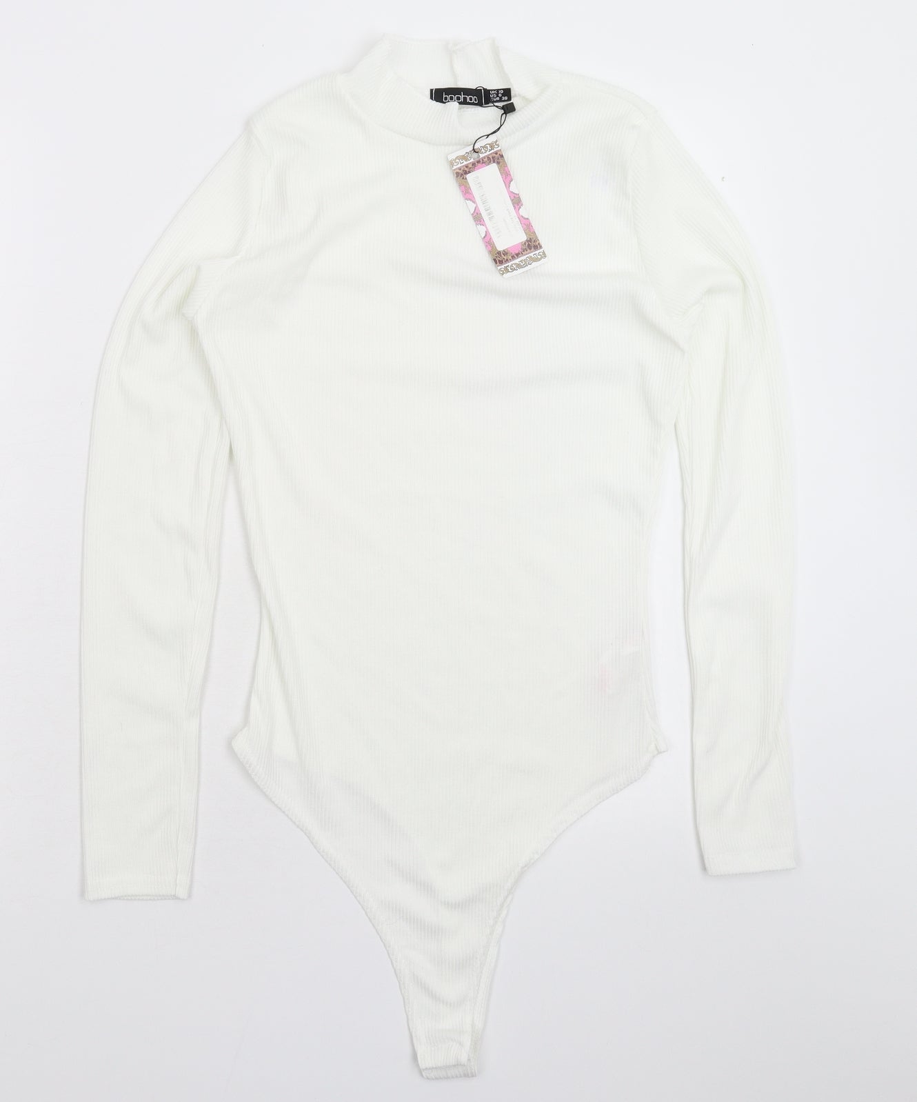 Boohoo Womens White   Bodysuit One-Piece Size 10