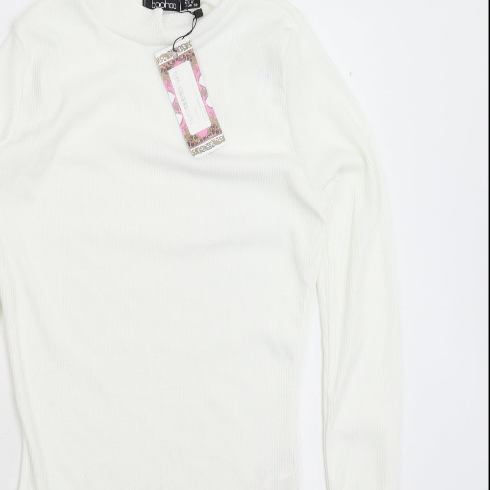 Boohoo Womens White   Bodysuit One-Piece Size 10