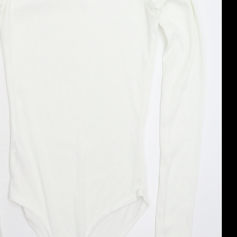 Boohoo Womens White   Bodysuit One-Piece Size 10