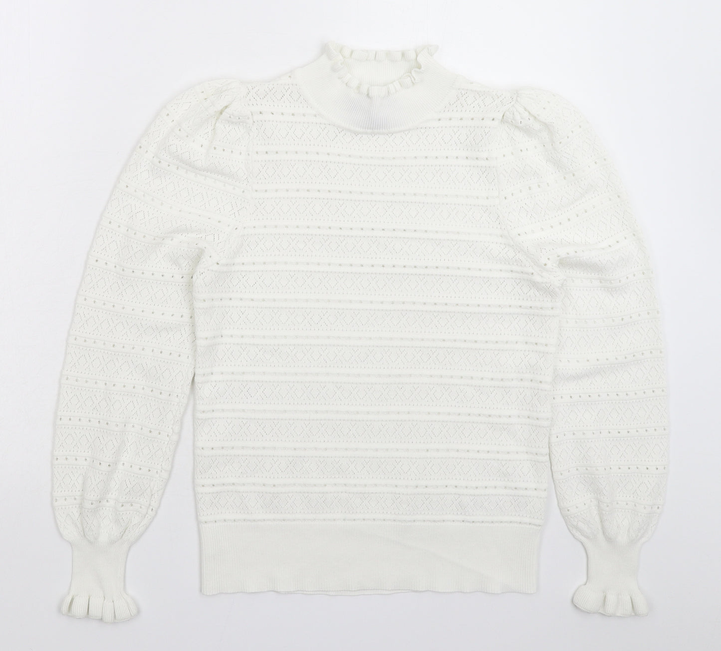 New Look Womens White  Knit Pullover Jumper Size 12