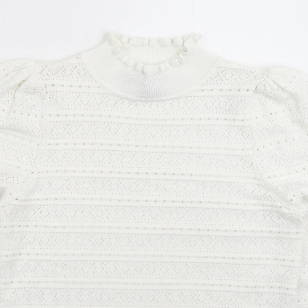 New Look Womens White  Knit Pullover Jumper Size 12