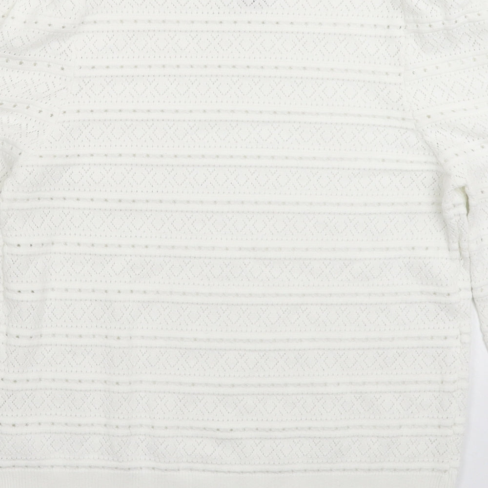 New Look Womens White  Knit Pullover Jumper Size 12
