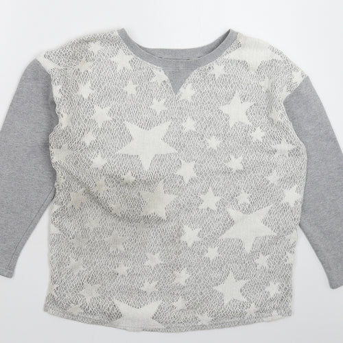 Sophyline Womens Grey Geometric  Pullover Jumper Size M