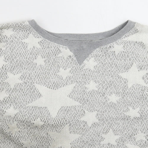 Sophyline Womens Grey Geometric  Pullover Jumper Size M