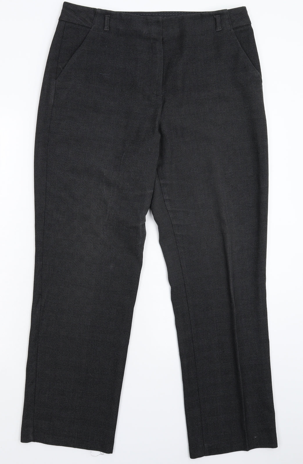 Marks and Spencer Womens Grey Check  Trousers  Size 14 L30 in