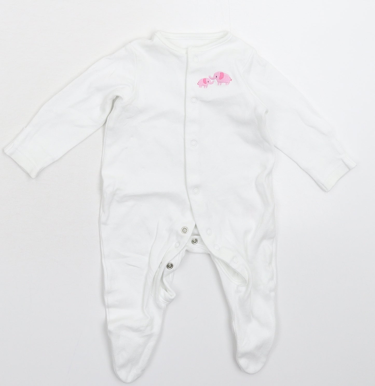 John Lewis Baby White   Babygrow One-Piece Size 0-3 Months