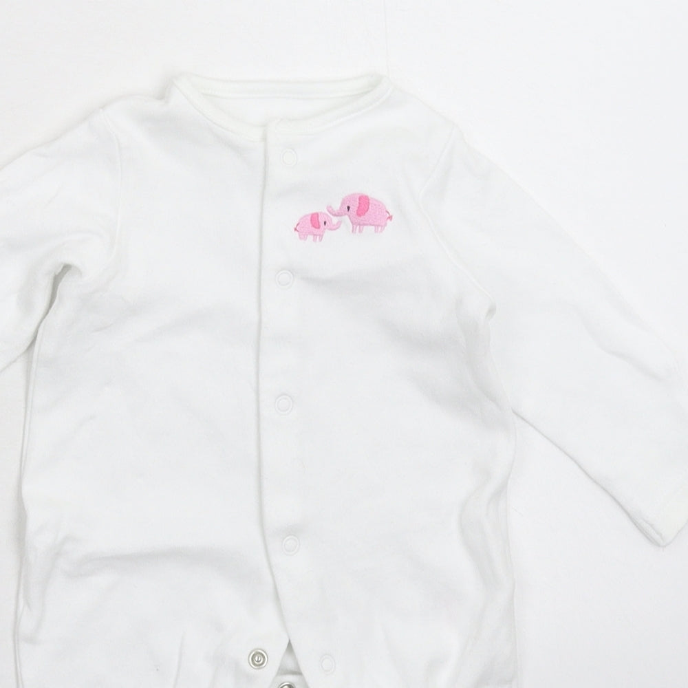 John Lewis Baby White   Babygrow One-Piece Size 0-3 Months