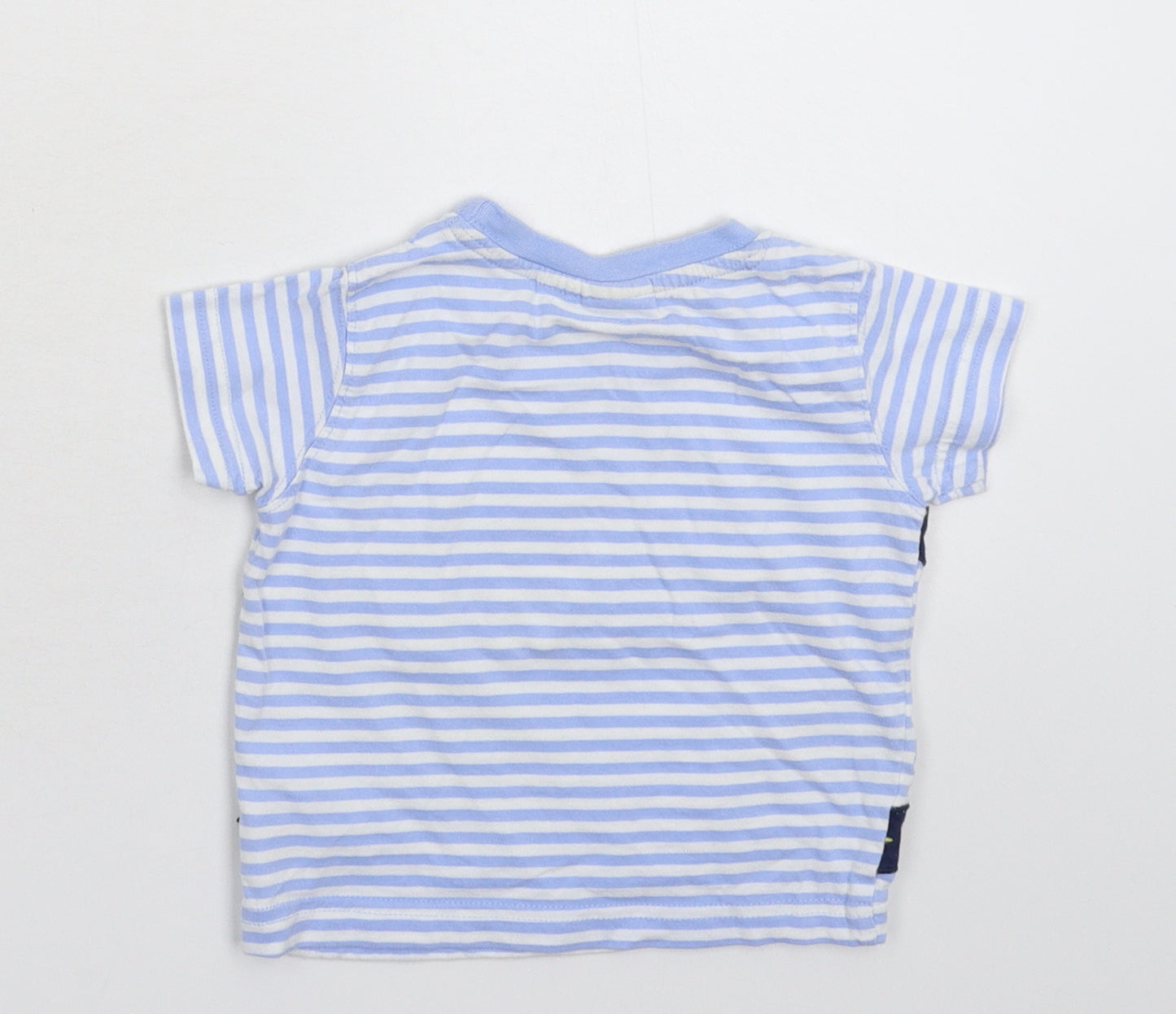 JoJo Maman Bébé Baby Blue Striped  Basic T-Shirt Size 12-18 Months