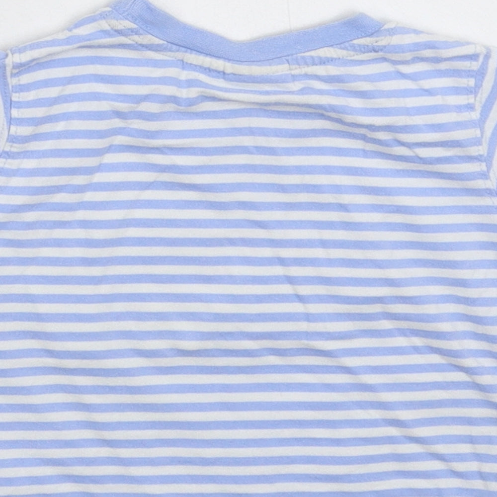 JoJo Maman Bébé Baby Blue Striped  Basic T-Shirt Size 12-18 Months