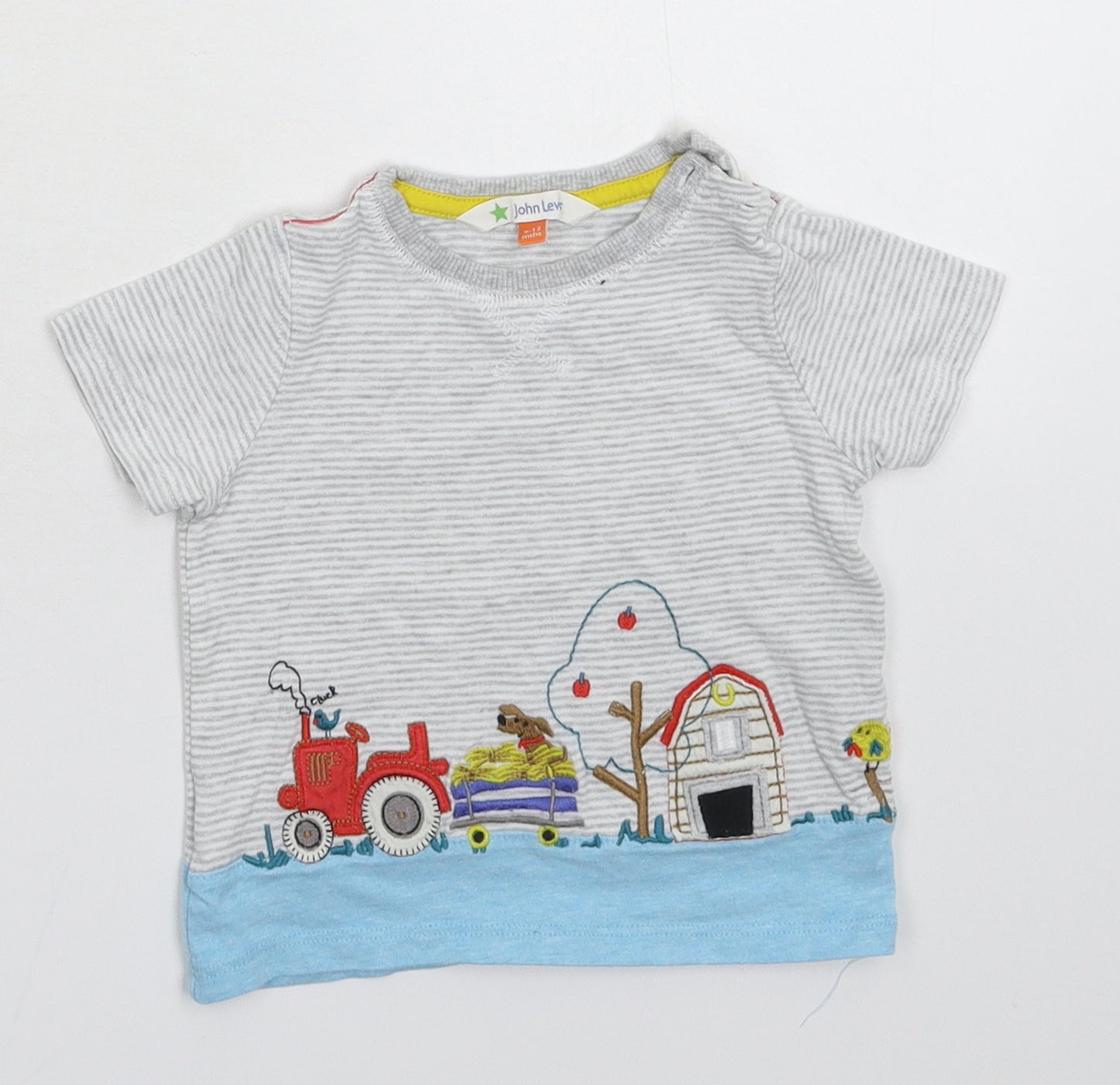 John Lewis Baby Multicoloured Striped  Basic T-Shirt Size 9-12 Months