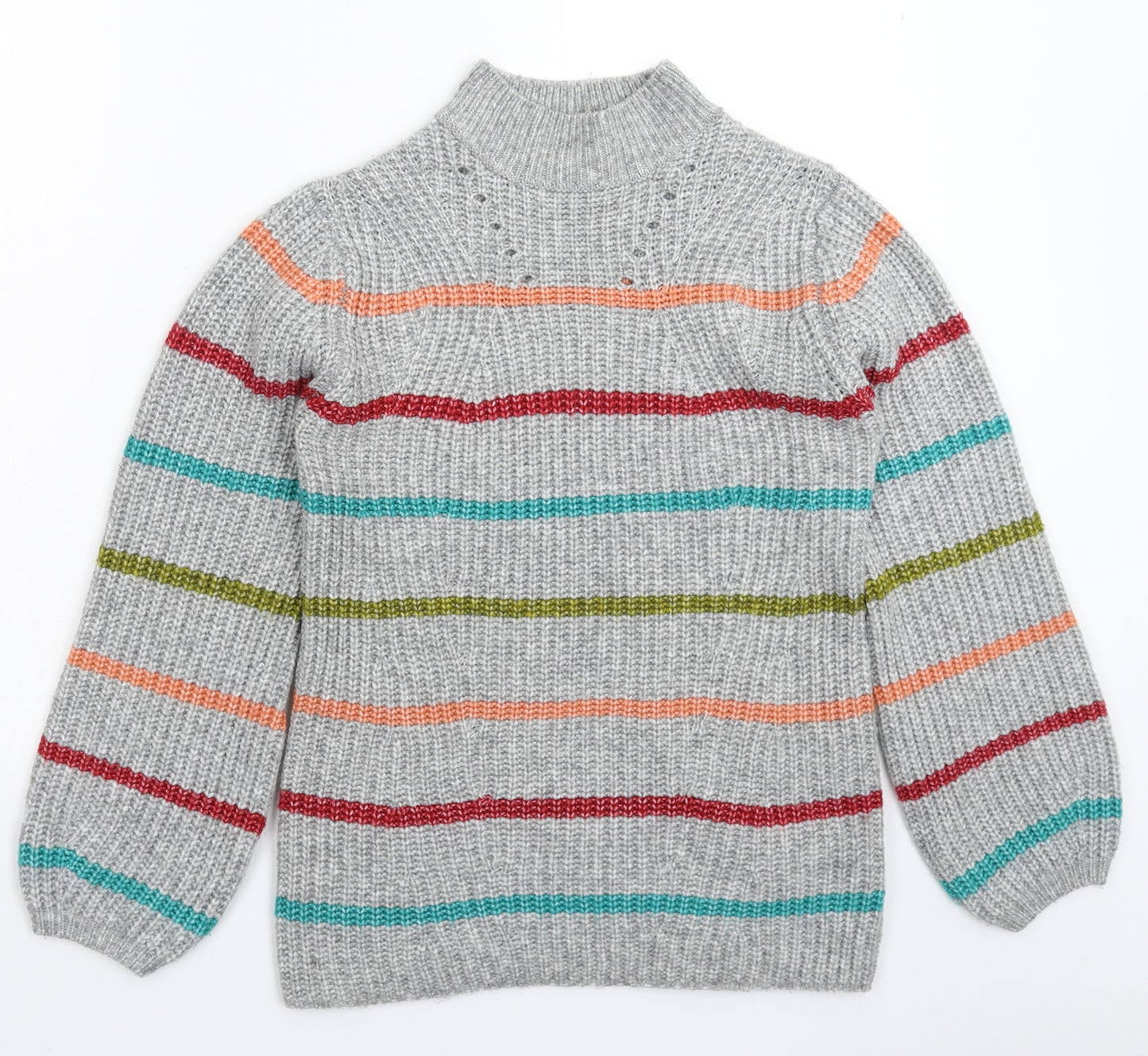 Papaya Womens Grey Striped Knit Pullover Jumper Size S