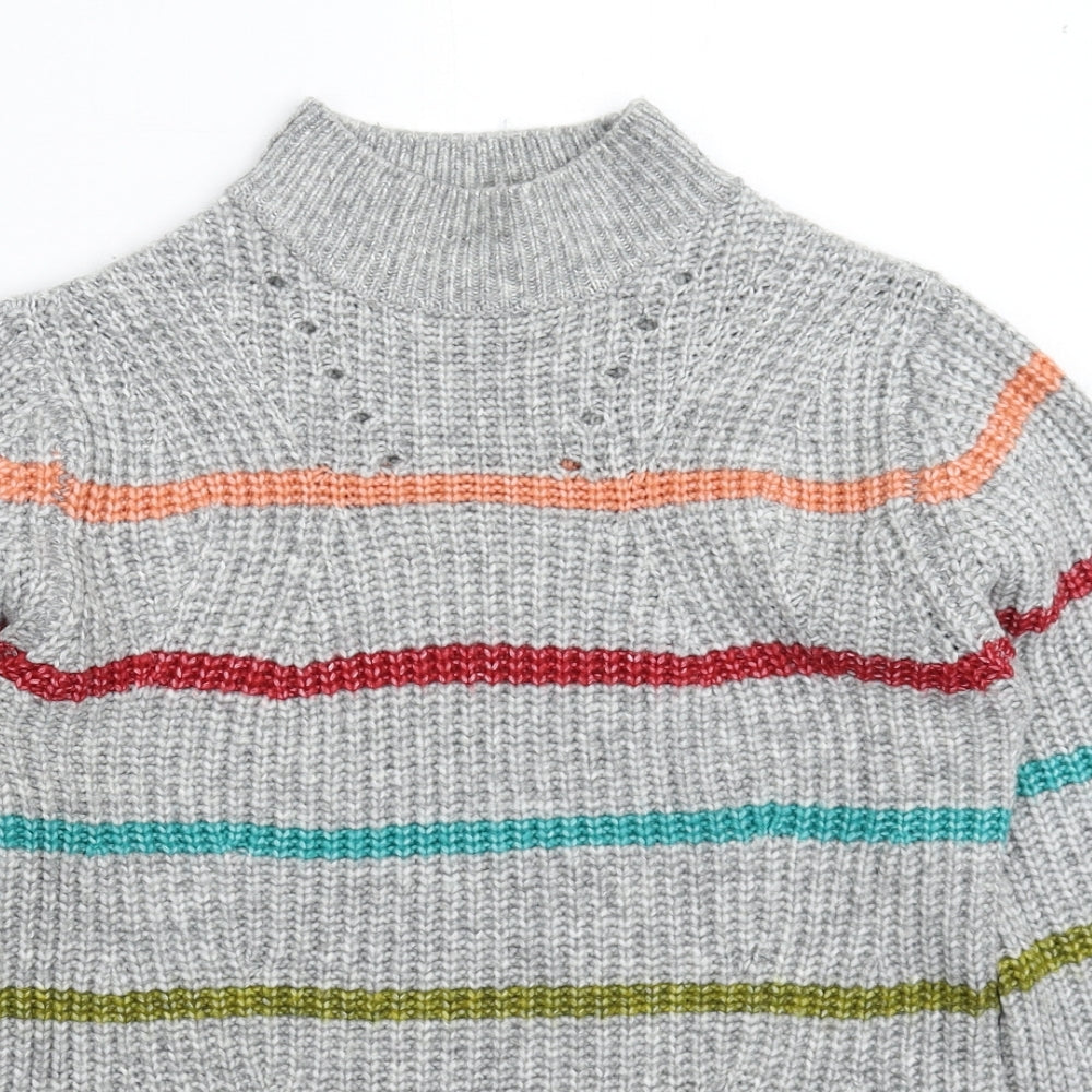 Papaya Womens Grey Striped Knit Pullover Jumper Size S