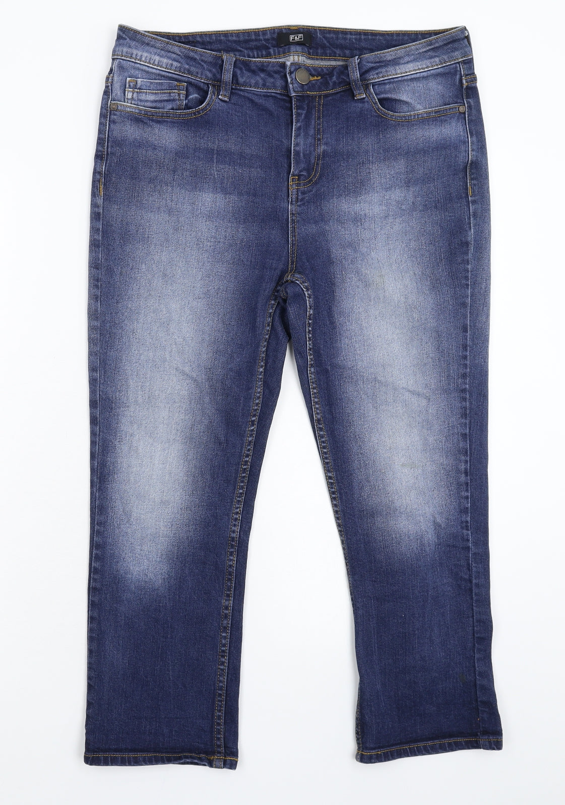 F&F Womens Blue  Denim Cropped Jeans Size 12 L23 in
