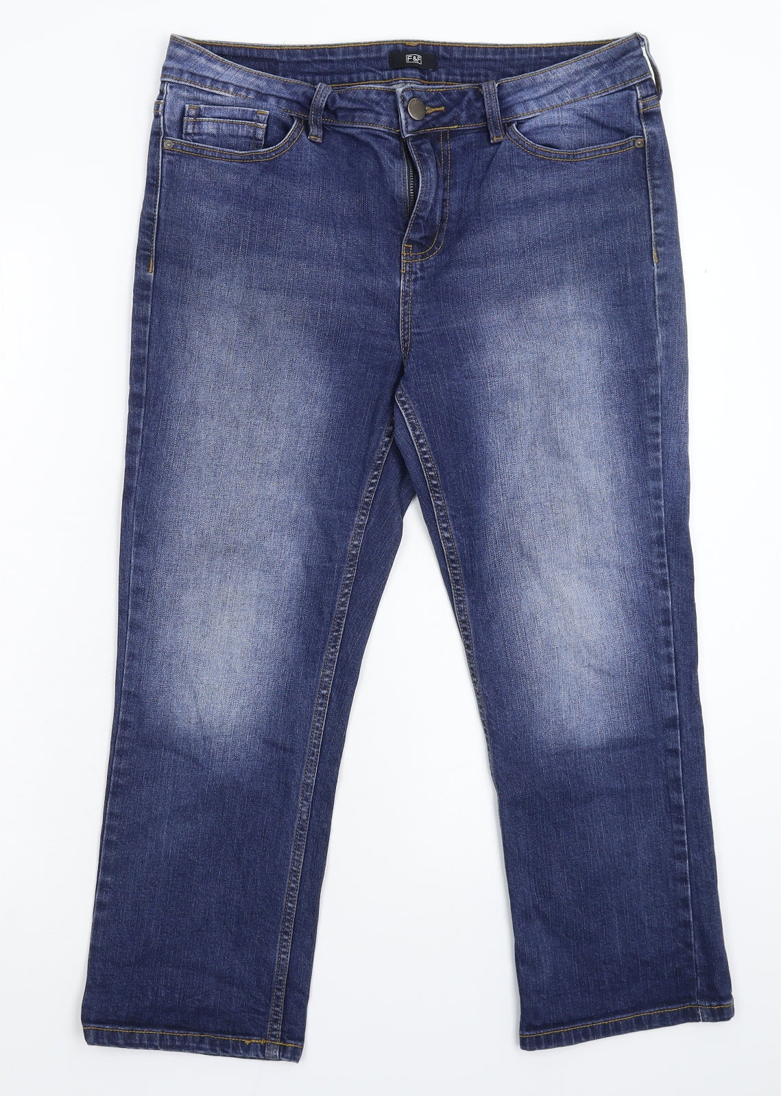 F&F Womens Blue  Denim Cropped Jeans Size 12 L23 in