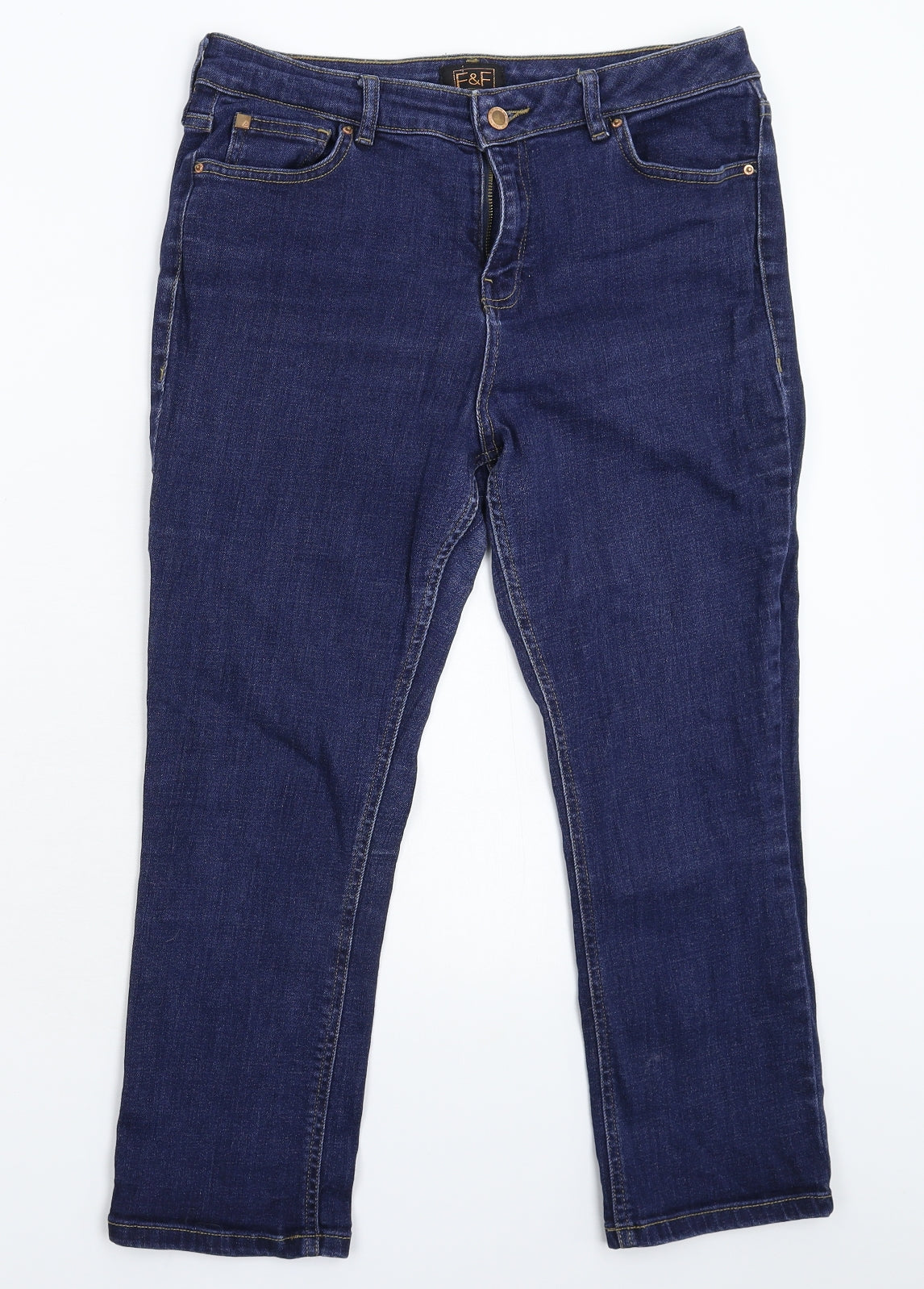 F&F Womens Blue  Denim Cropped Jeans Size 14 L23 in