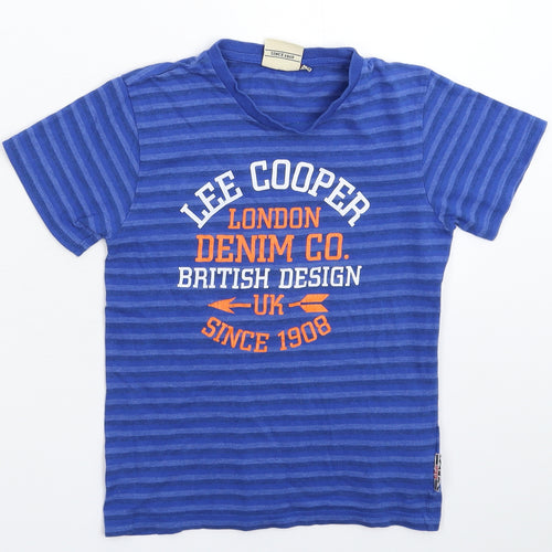 Lee Cooper Boys Blue Striped  Basic T-Shirt Size 7-8 Years